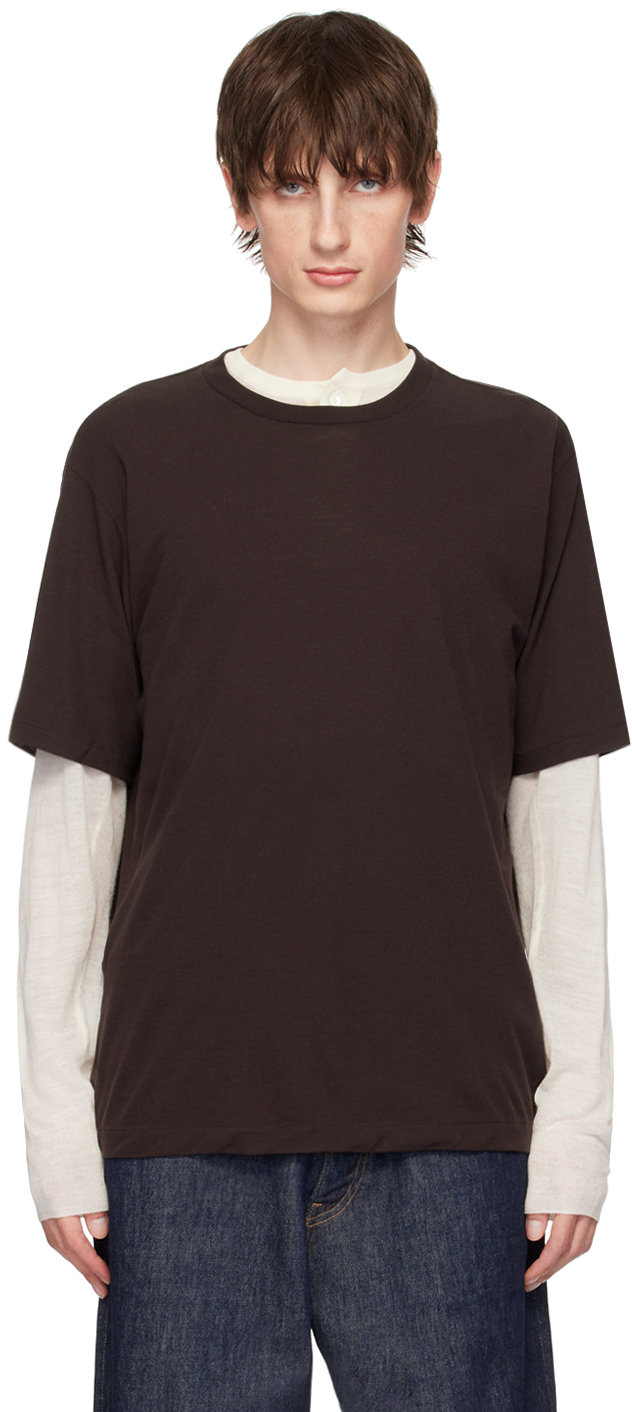 Shop Auralee Brown Super Soft T-shirt In Dark Brown