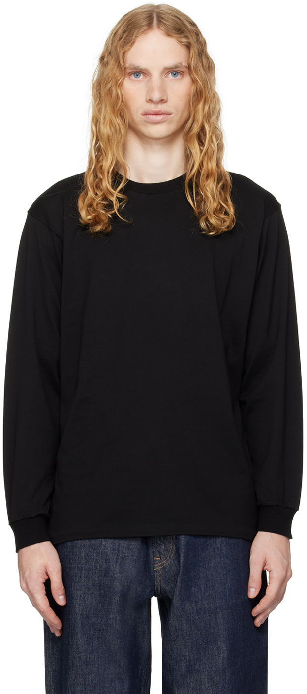 Shop Auralee Black Luster Plaiting Long Sleeve T-shirt