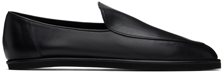 Black Leather Slip-on Loafers