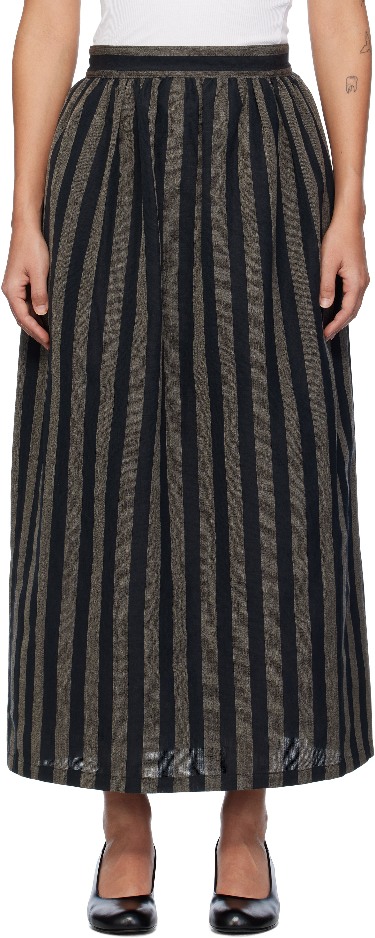 Black & Gray Stripe Maxi Skirt