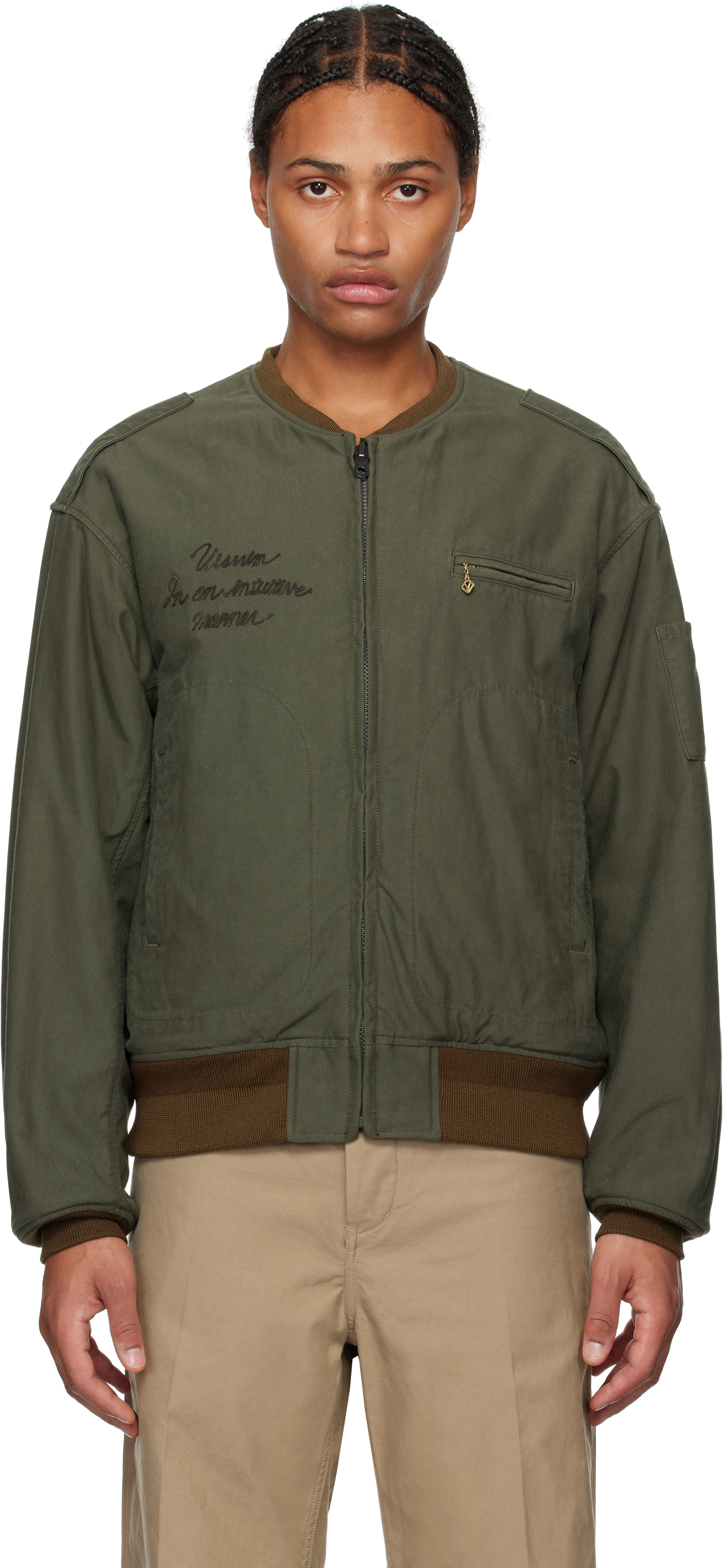 Khaki & Brown Gunner Acala Reversible Bomber Jacket