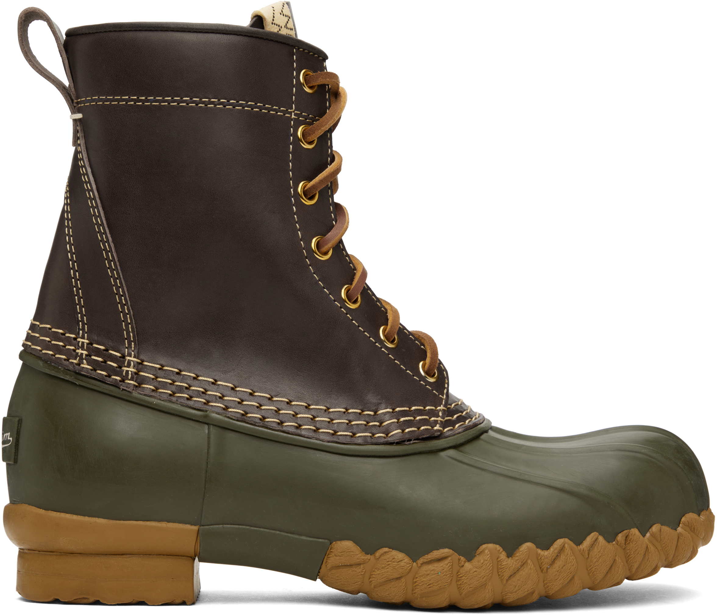 Shop Visvim Brown & Khaki Decoy Duck Mid-folk Boots In Olive