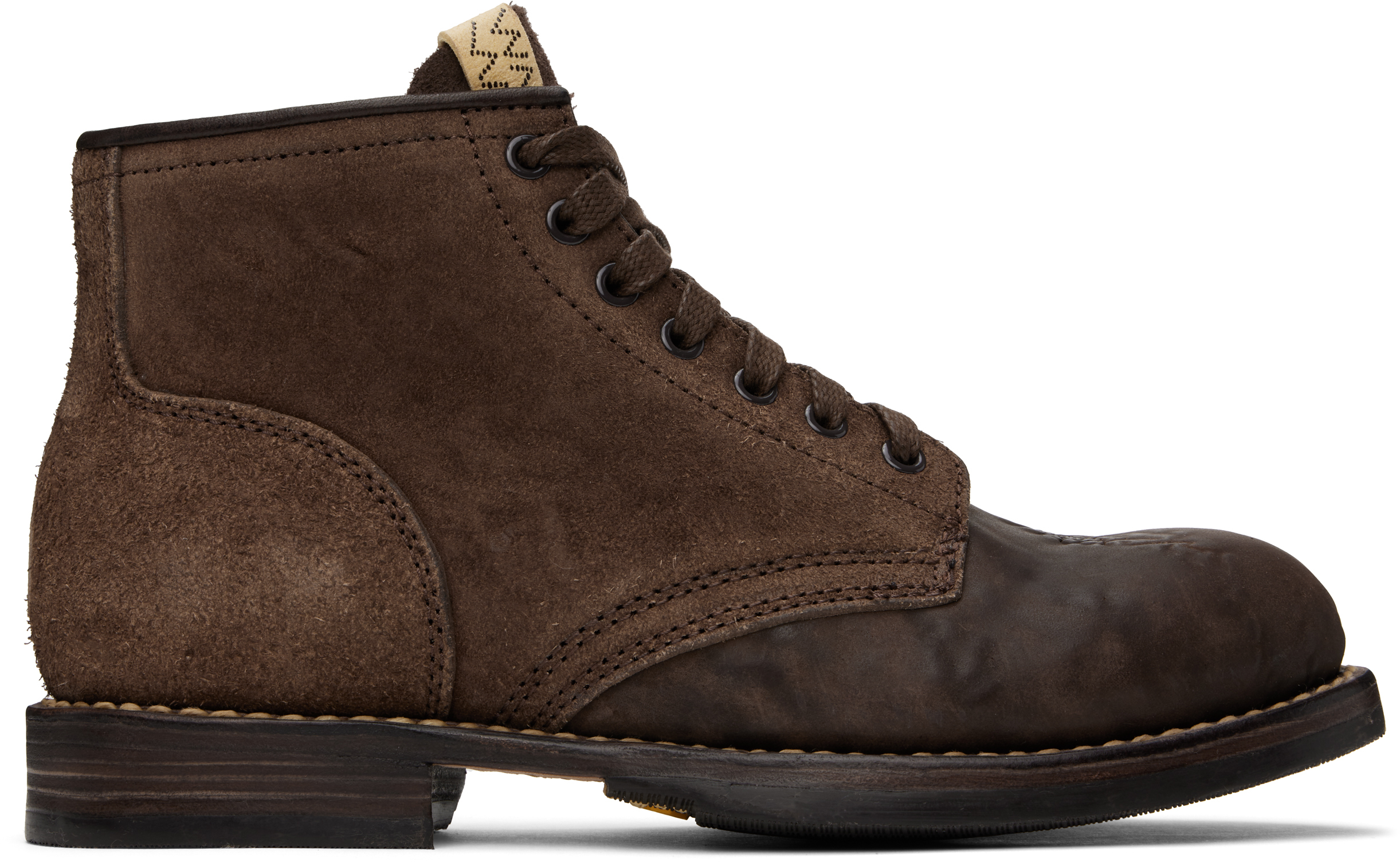 visvim: Brown Brigadier-Folk Boots | SSENSE Canada