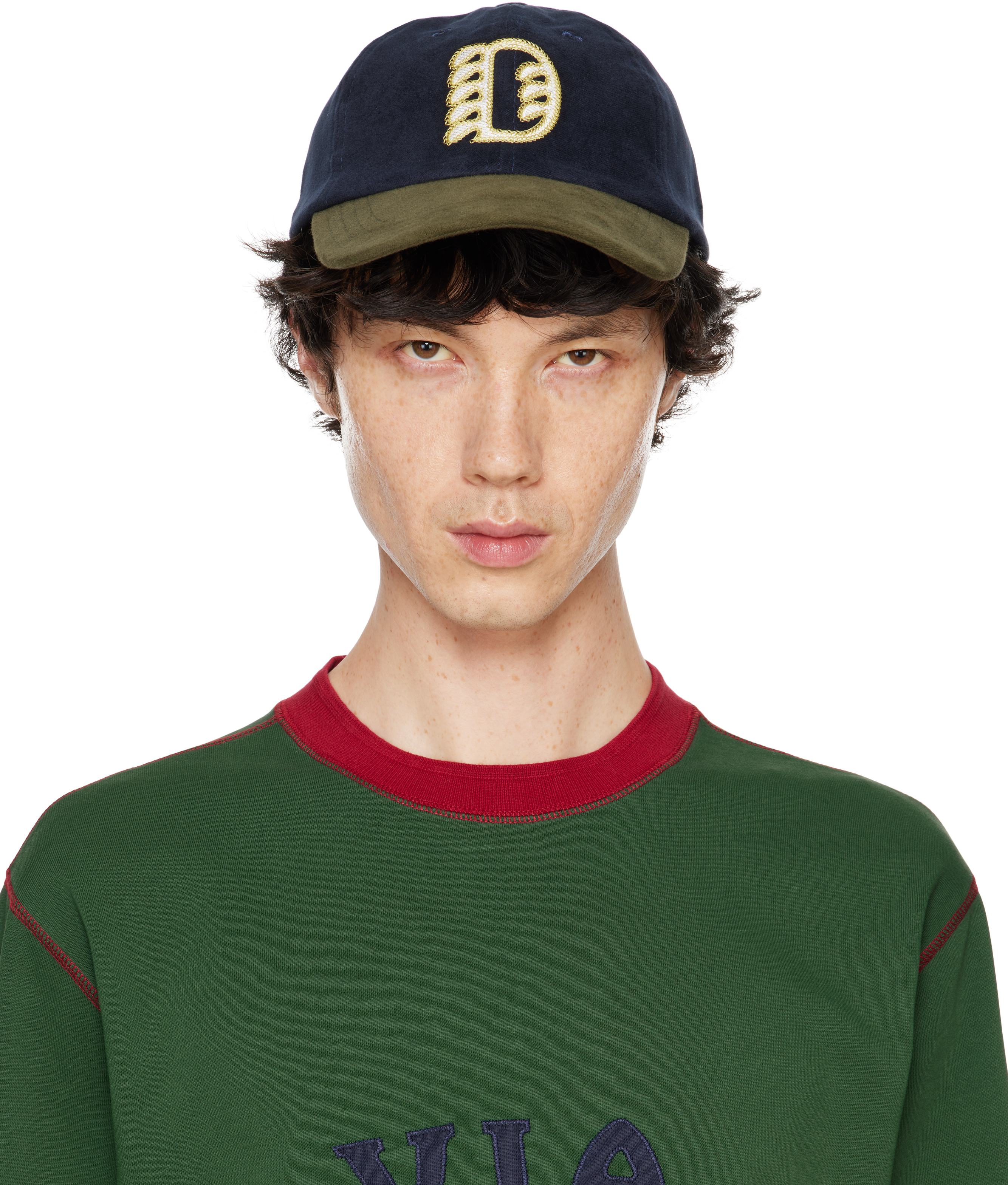 Navy & Khaki Moleskin Baseball Cap