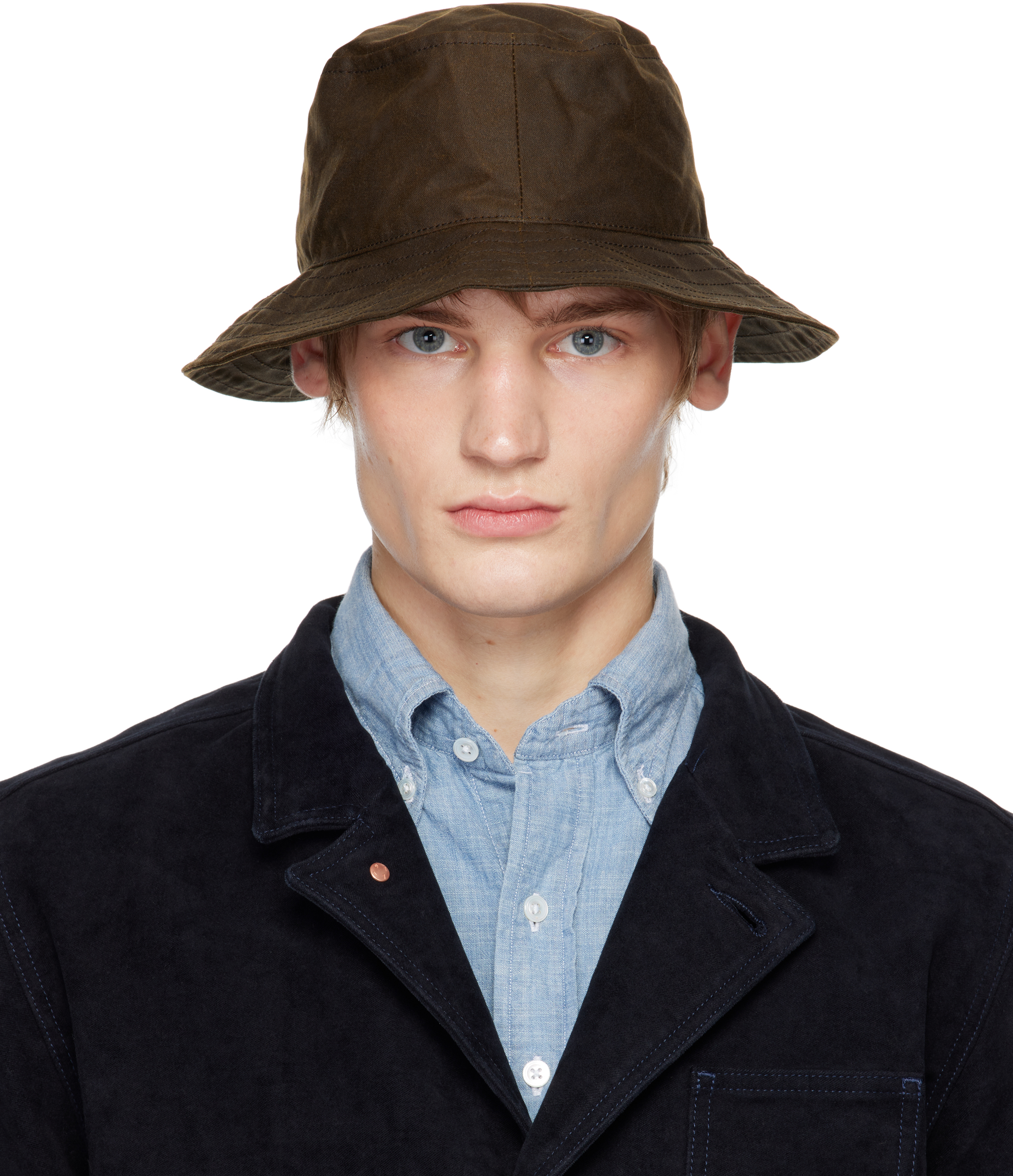 Brown Waxed Cotton Bucket Hat