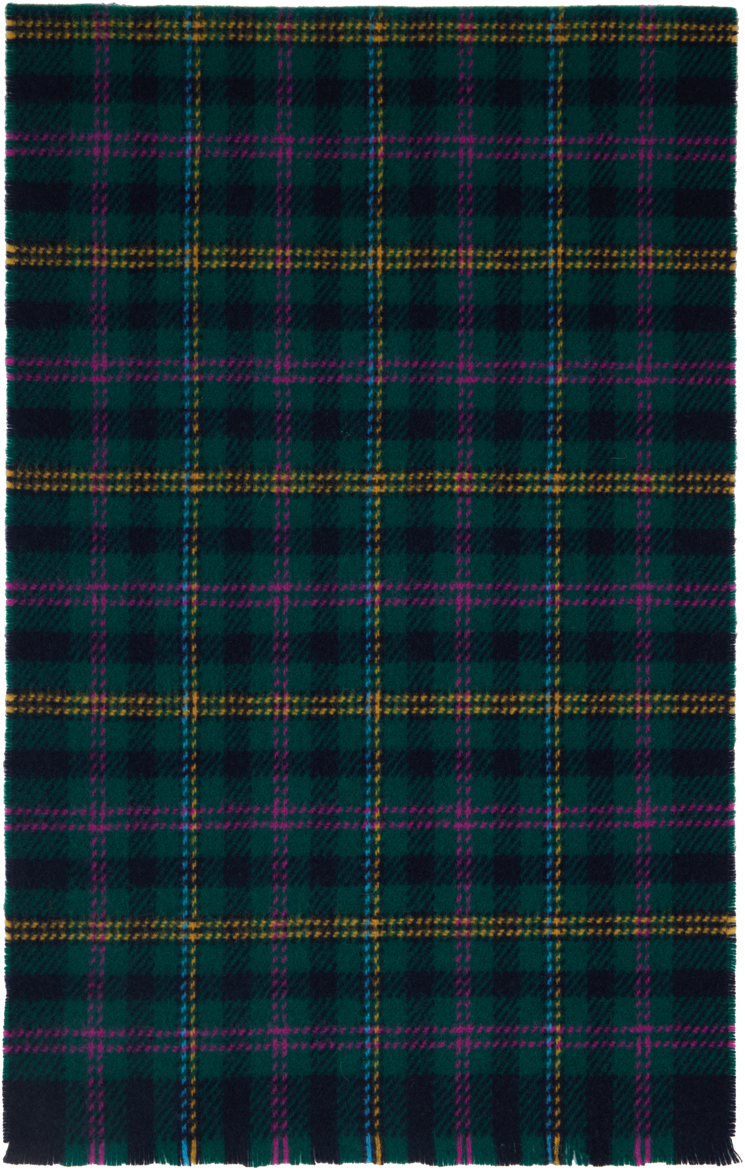 Green Tartan Check Wool Scarf