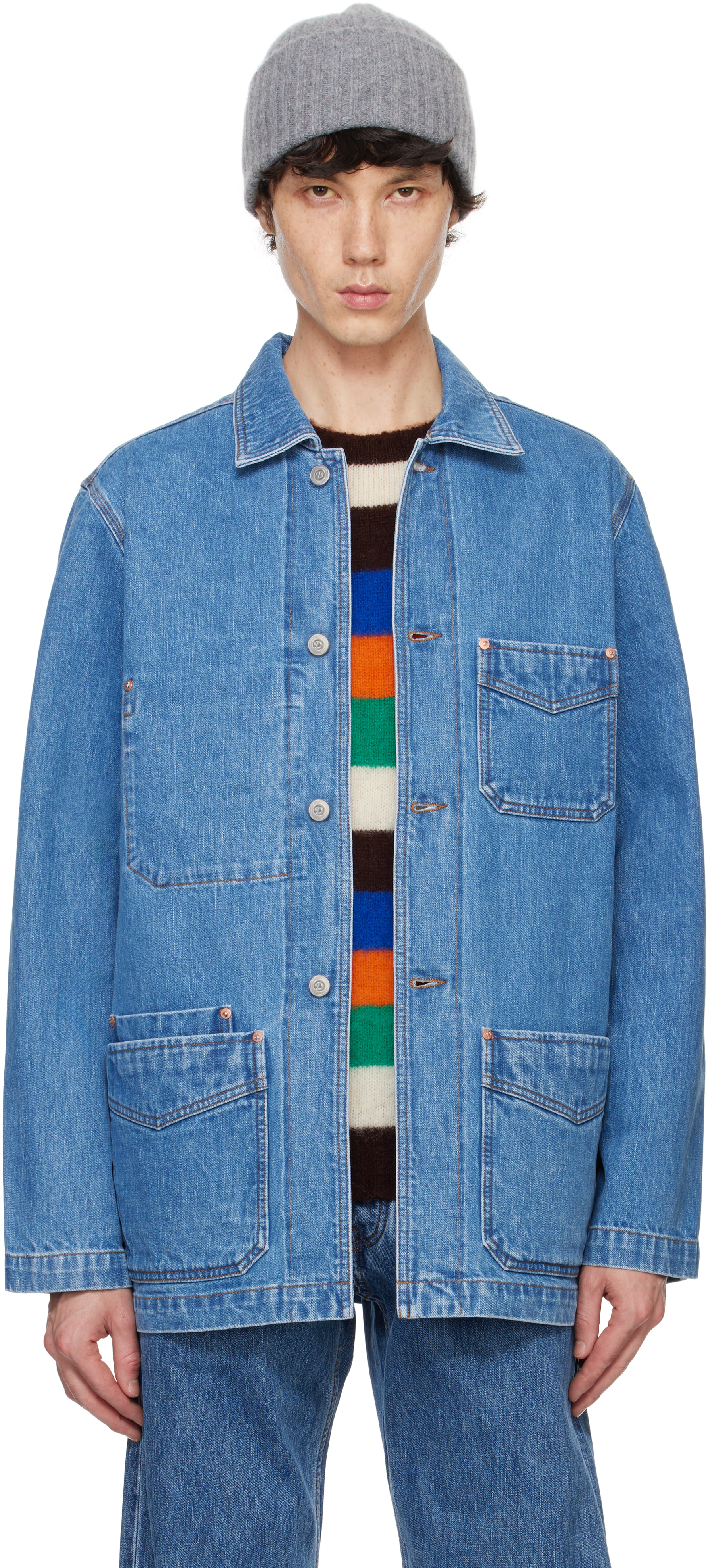 Blue Selvedge Five-Pocket Denim Chore Jacket