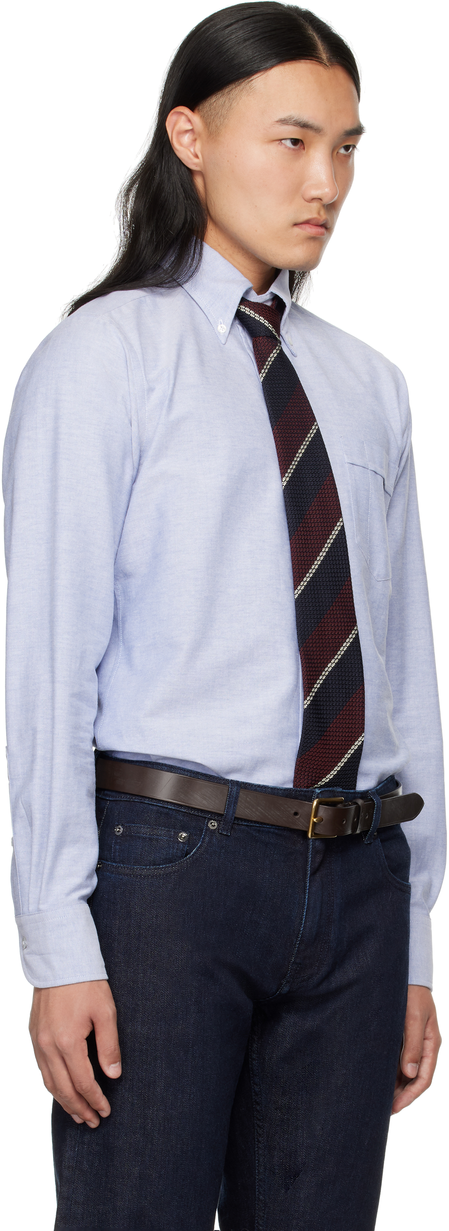 DRAKE'S BLUE OXFORD COTTON CLOTH BUTTON-DOWN SHIRT