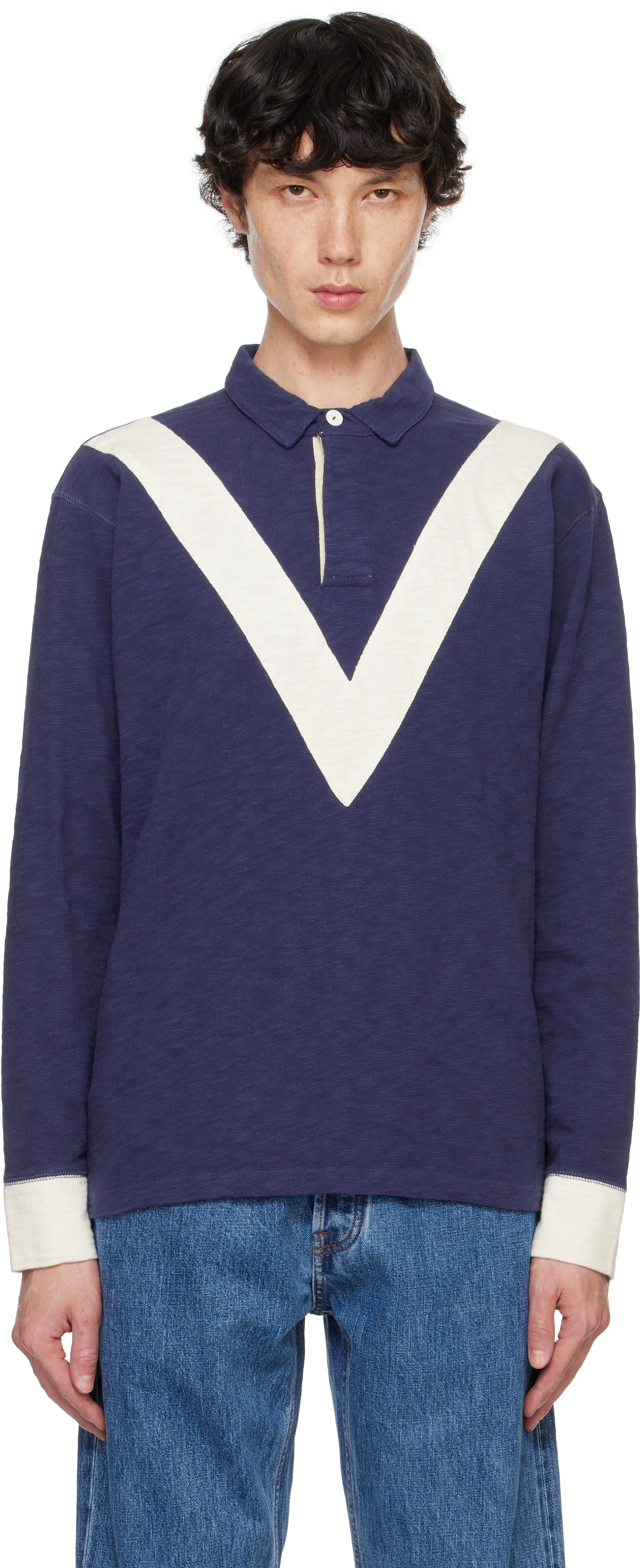 Navy Chevron Cotton Rugby Shirt