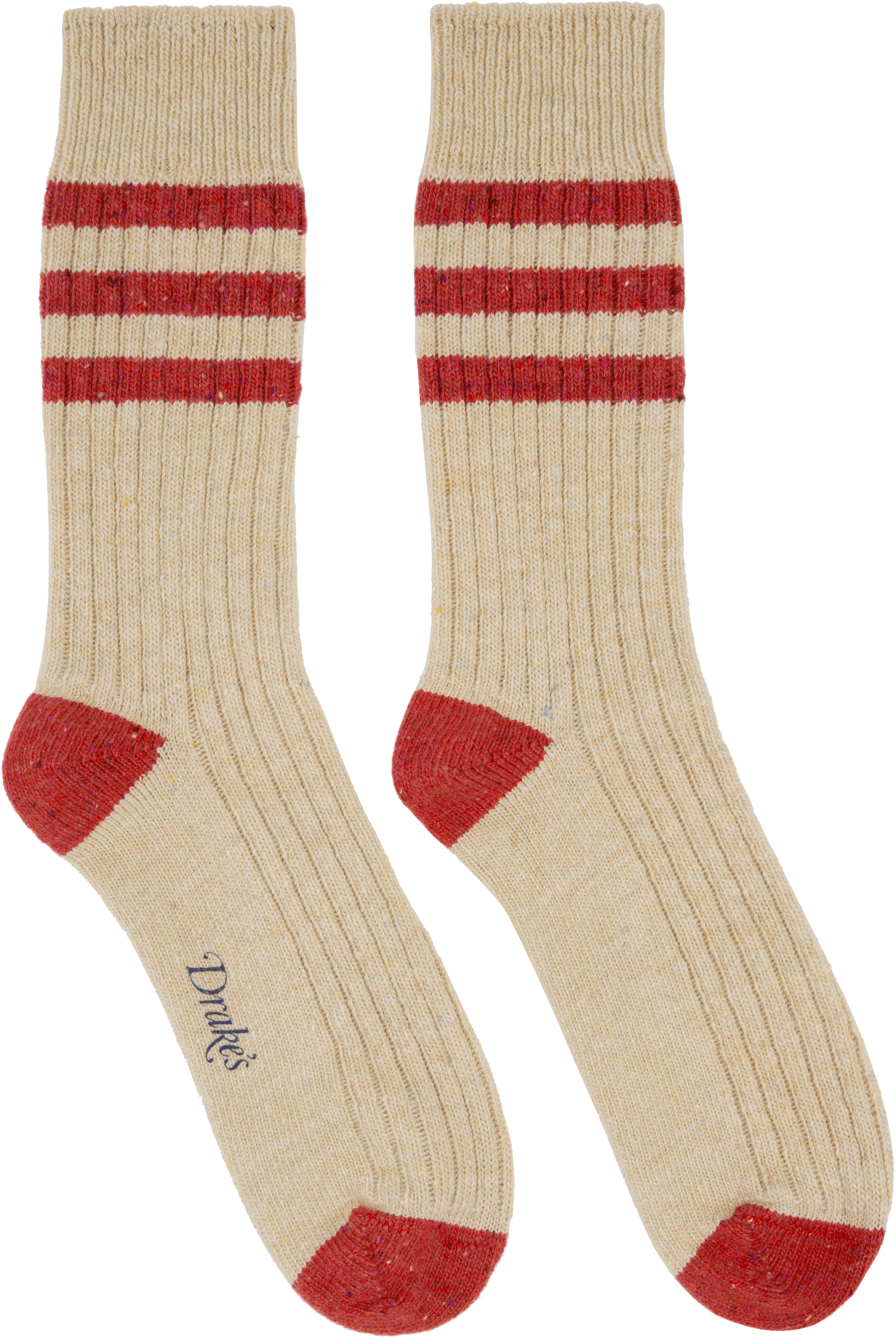 Beige Striped Donegal Wool Socks