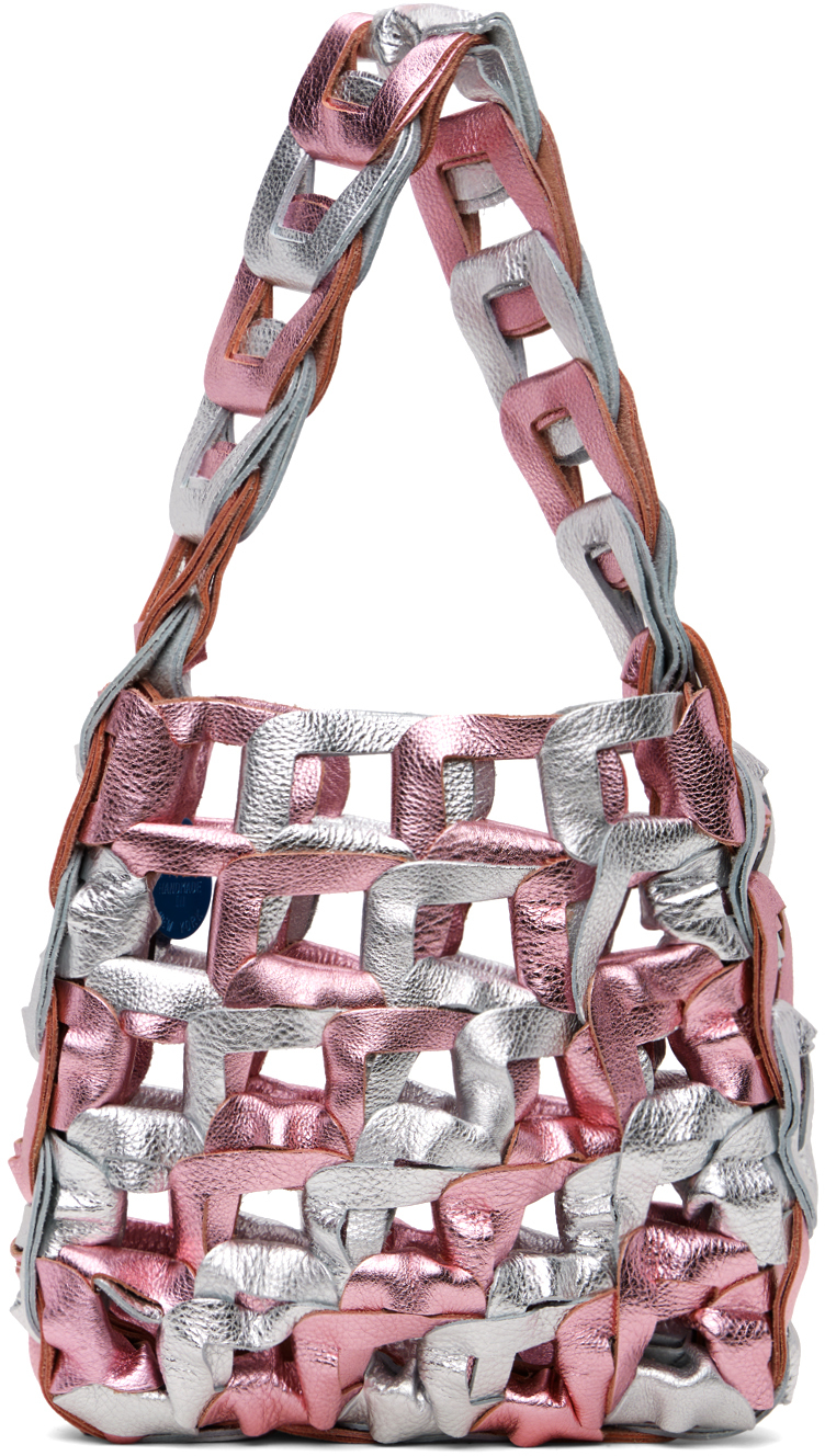 Shop Sc103 Pink & Silver Links Tote In Electro