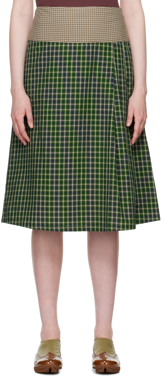 Shop Sc103 Green Shade Midi Skirt In Earth