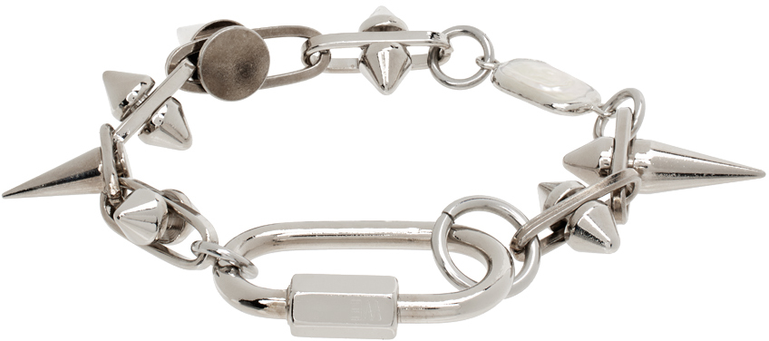 Shop In Gold We Trust Paris Ssense Exclusive Silver Bold Spike Bracelet In Palladium