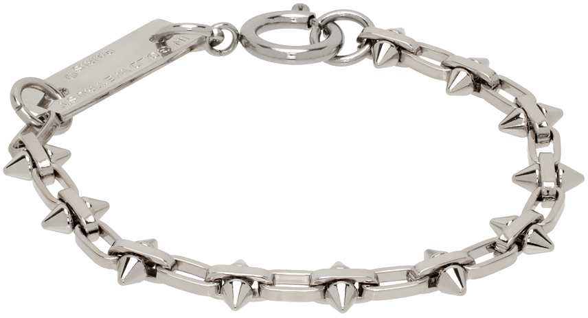 Shop In Gold We Trust Paris Ssense Exclusive Silver Thin Spike Bracelet In Palladium