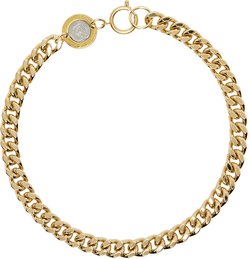 Gold Curb Chain Logo Necklace