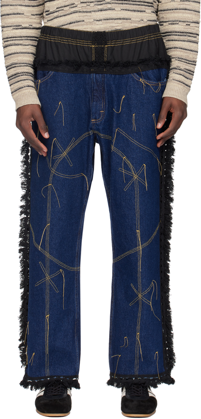 Shop Sc103 Ssense Exclusive Indigo Jeans In Weft