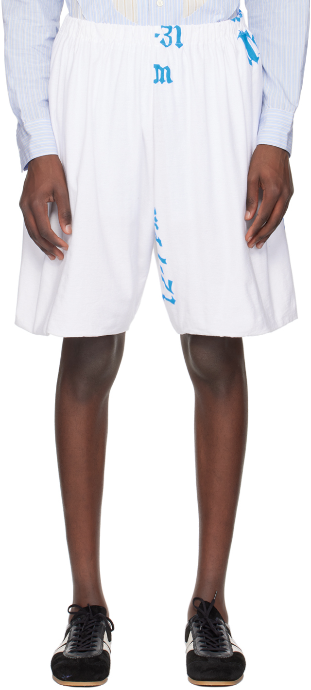 Shop Sc103 White Graphic Shorts In Loot