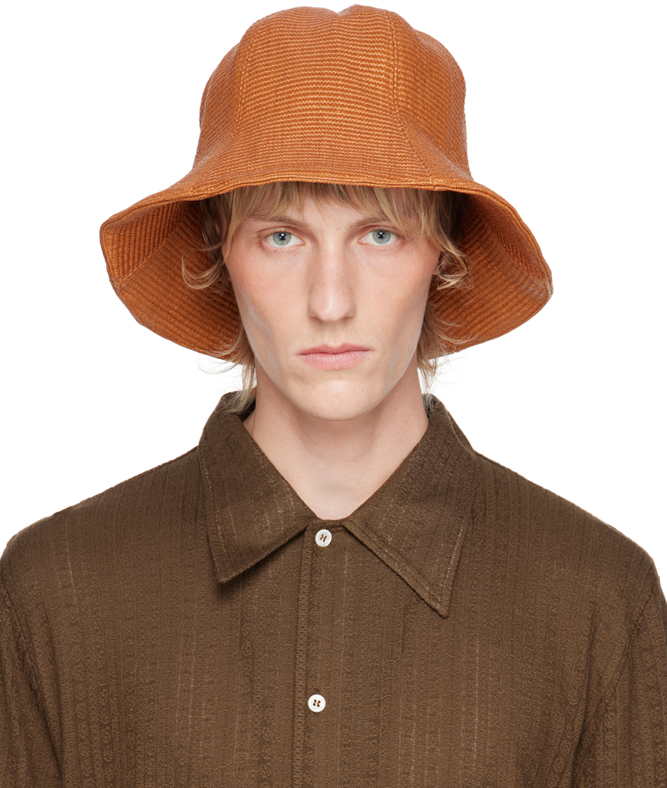 Shop Séfr Orange Mumrik Hat In Coated Straw