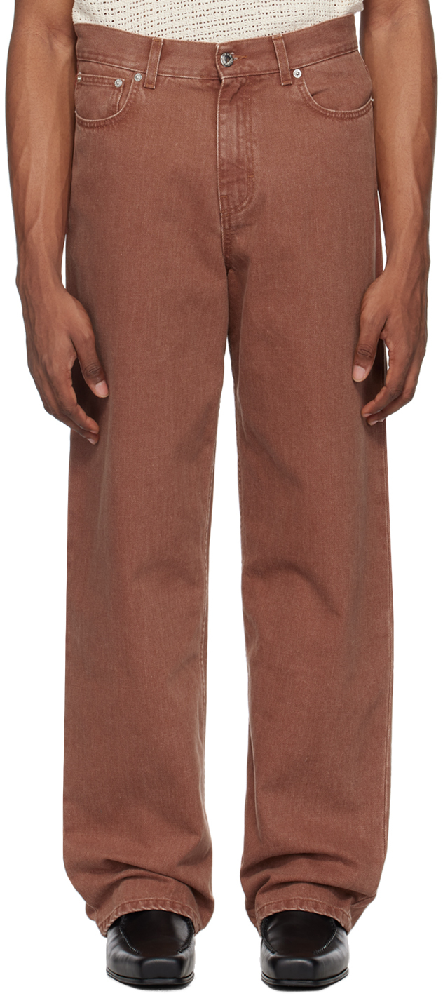 Shop Séfr Red Wide Cut Jeans In Faded Red