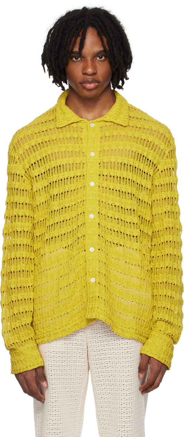 Shop Séfr Yellow Yasu Shirt In Mahonia Knit