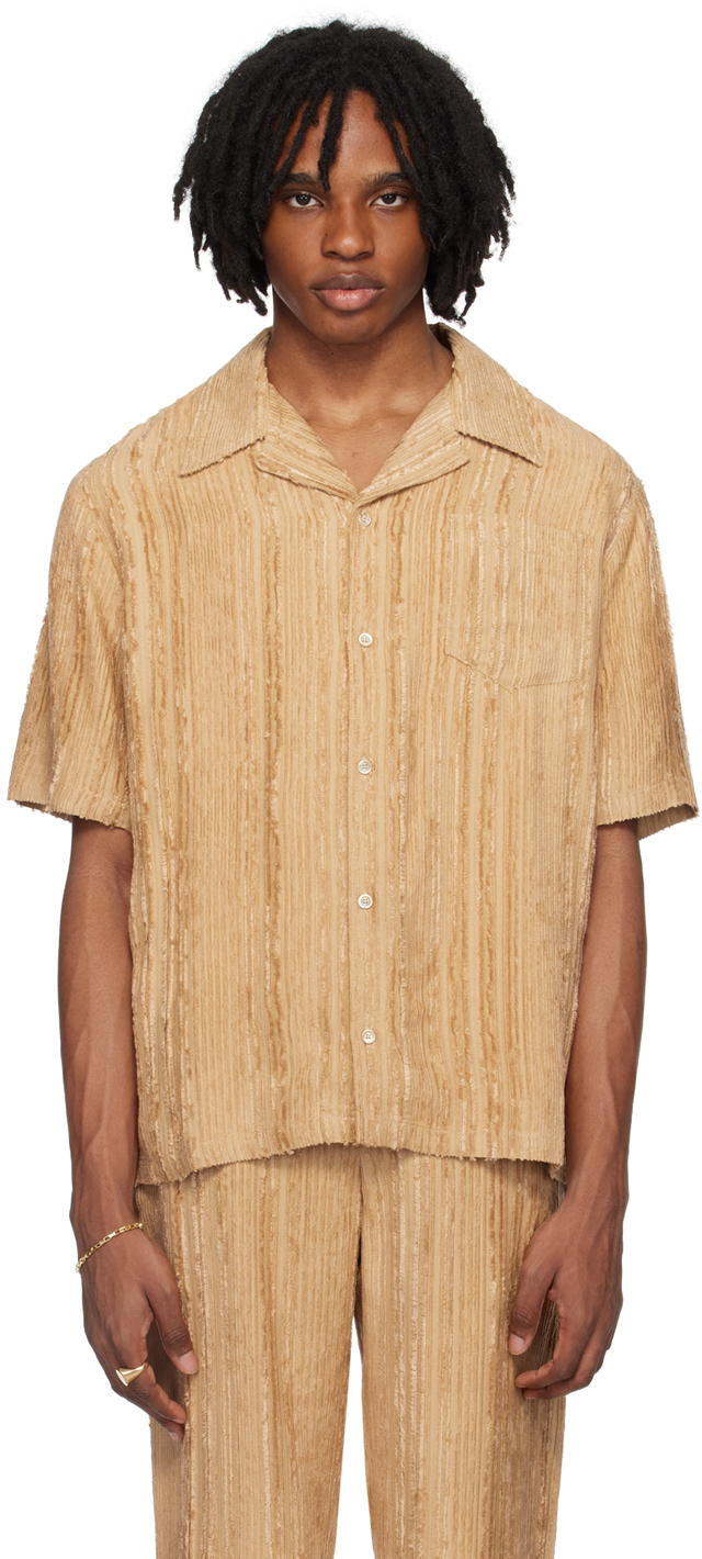 Shop Séfr Beige Dalian Shirt In Fluid Beige Stripe