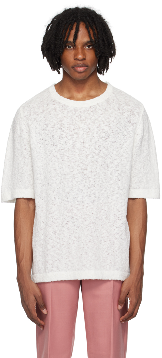 Shop Séfr White Tolomo T-shirt In White Slubby Cotton