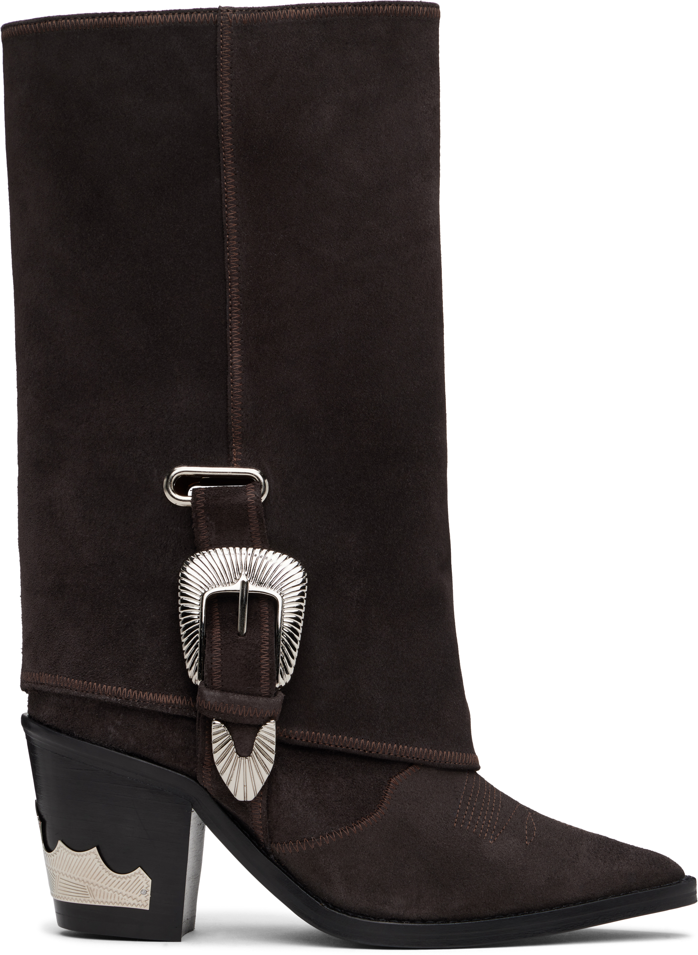 Shop Toga Ssense Exclusive Brown Western Style Boots In Chocolate Brown