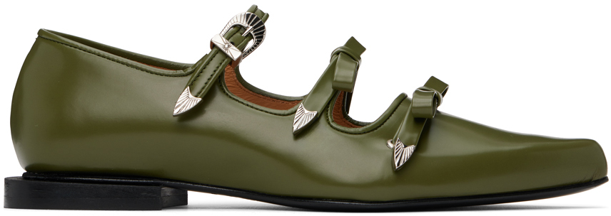 Shop Toga Ssense Exclusive Green Pointed Toe Ballerina Flats In Aj1344 Olive