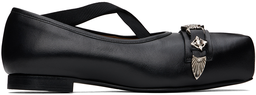 Shop Toga Black Polido Ballerina Flats In Aj1343 Black