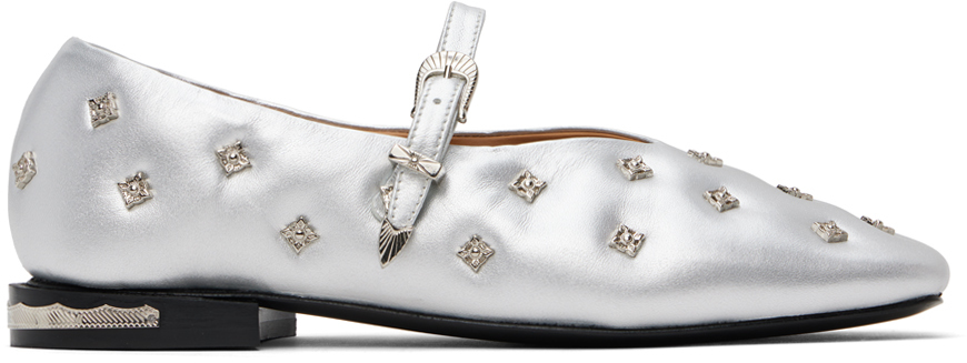 Shop Toga Silver Mary Jane Ballerina Flats In Aj1342 Silver