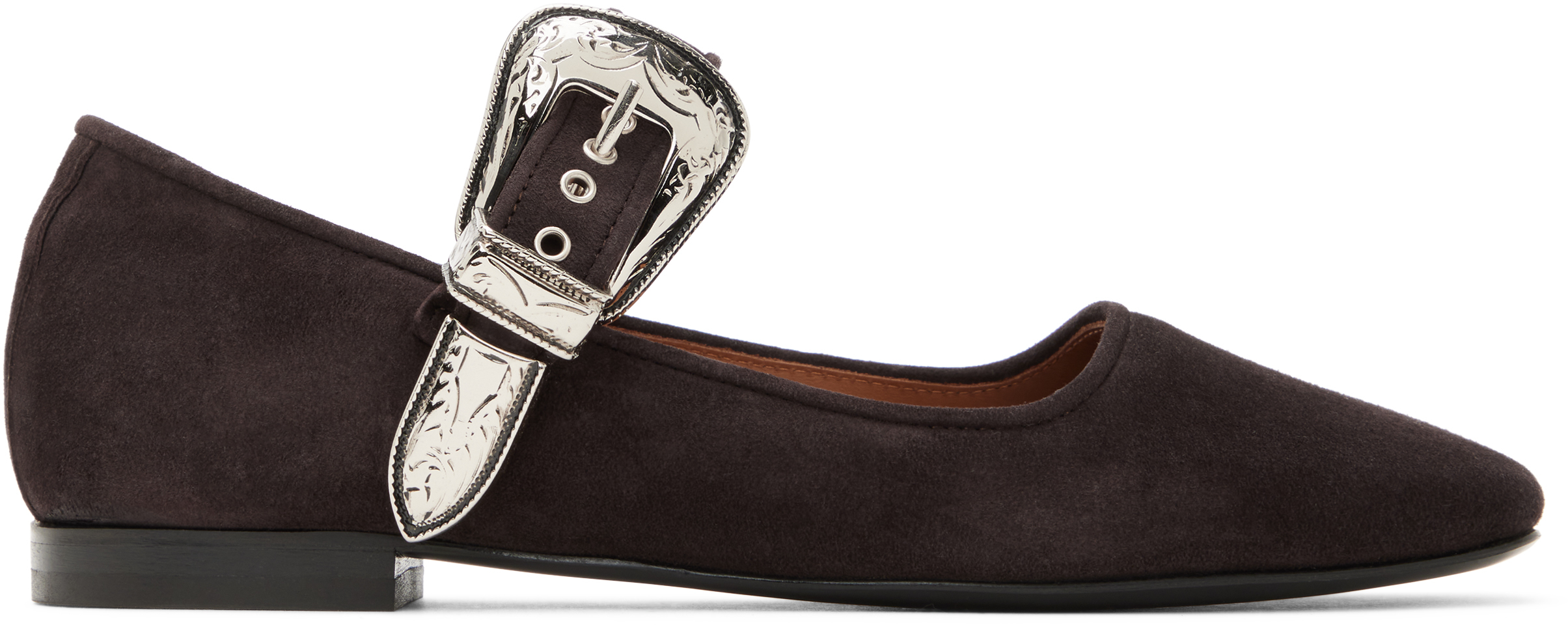 SSENSE Exclusive Brown Mary Jane Buckle Ballerina Flats