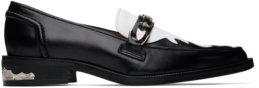 Black & White Heel Detail Loafers