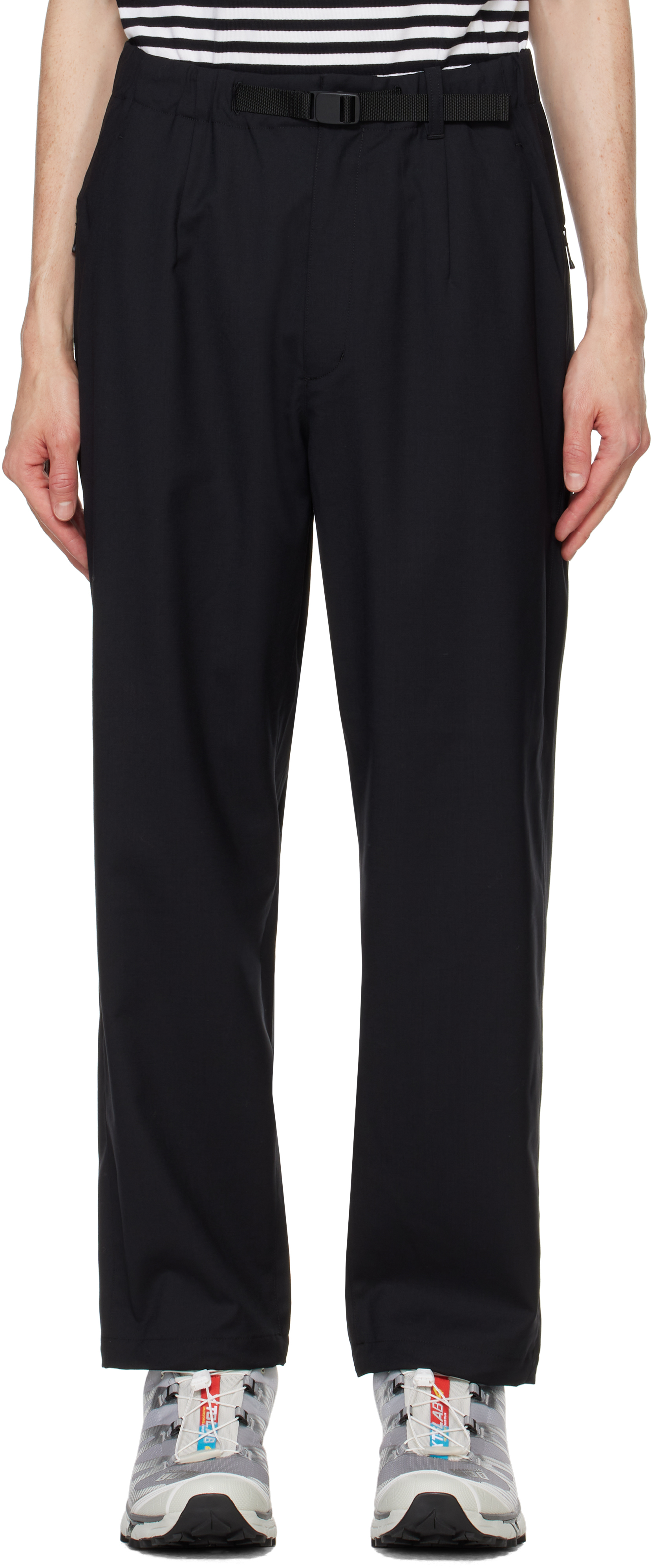 Black Wool Tapered Trousers