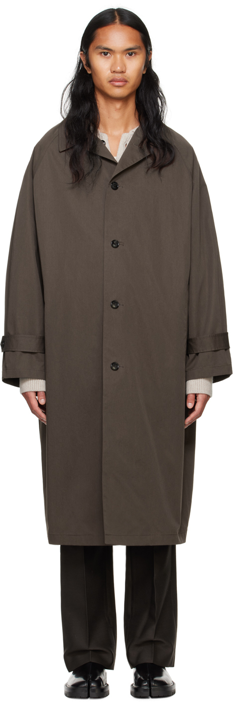 Brown Balmacaan-Style Coat