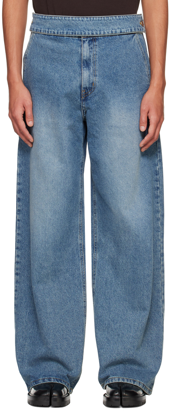 Blue Waist Strap Jeans