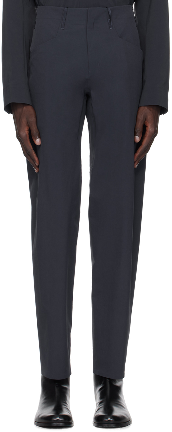 Shop Veilance Navy Voronoi Trousers In Black Sapphire