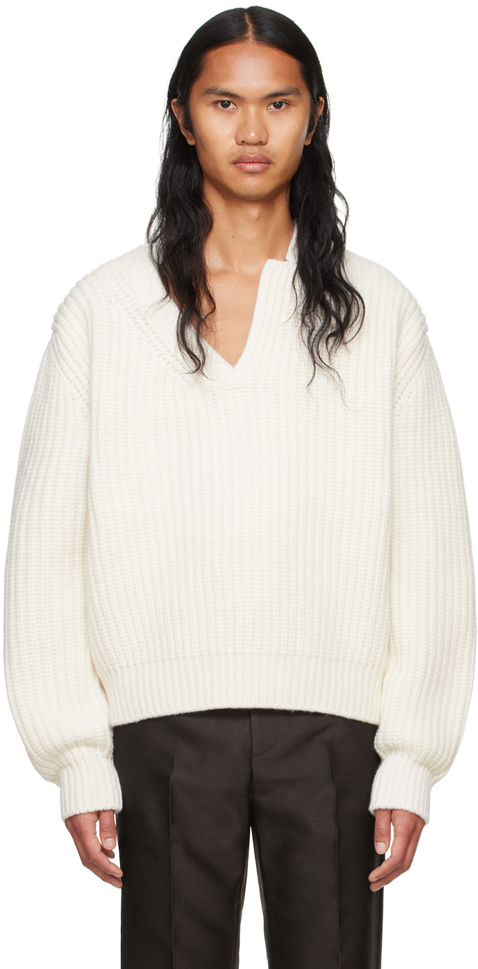 Shop System Off-white Structured Collar Sweater In Ot Otmeal