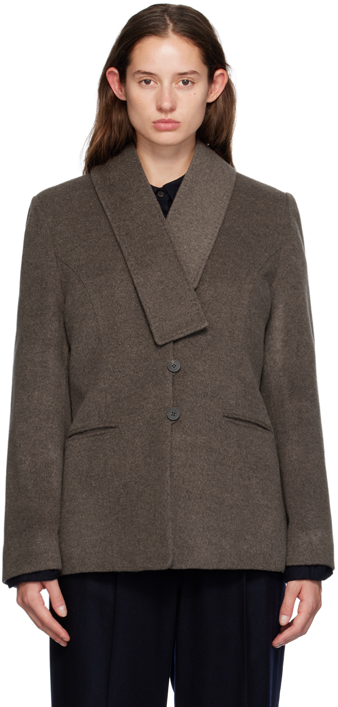 Brown Muffler Collar Blazer