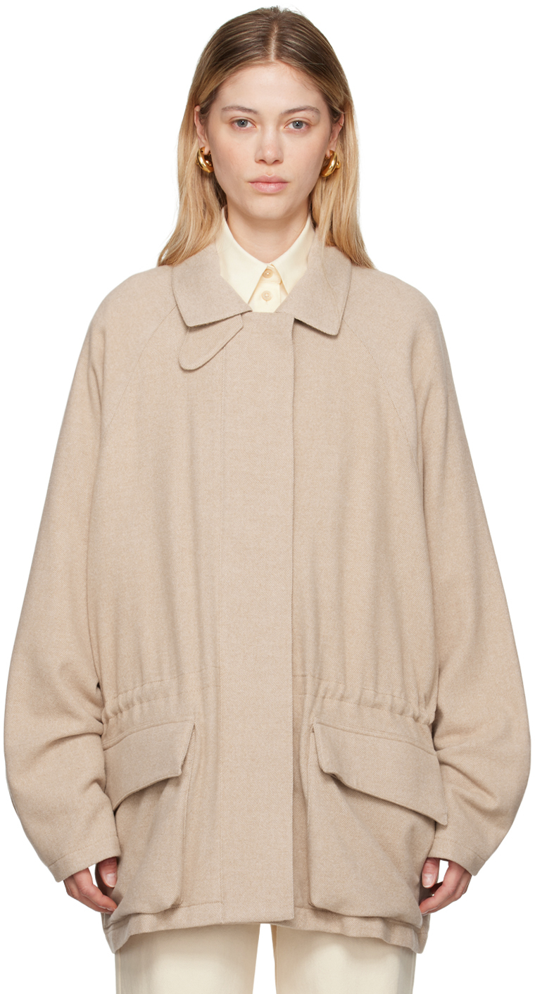 Beige Wool Drawstring Jacket