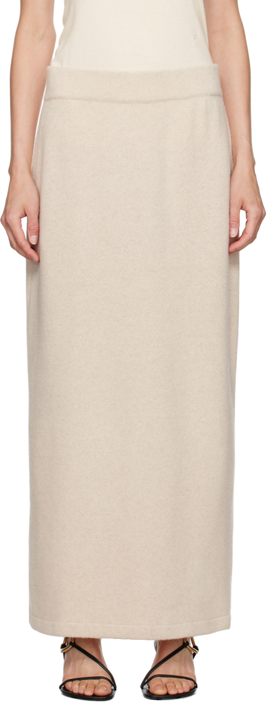 Beige Wool Maxi Skirt