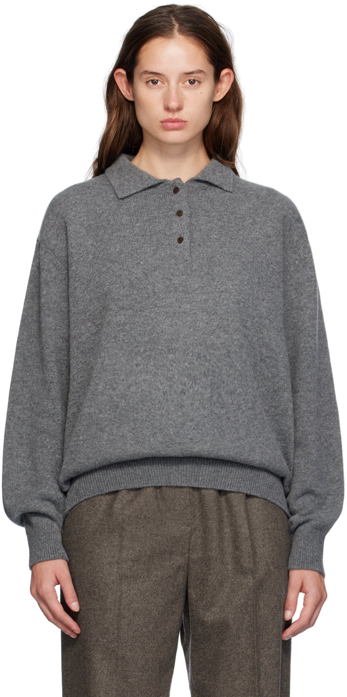 Gray Dropped Shoulder Polo