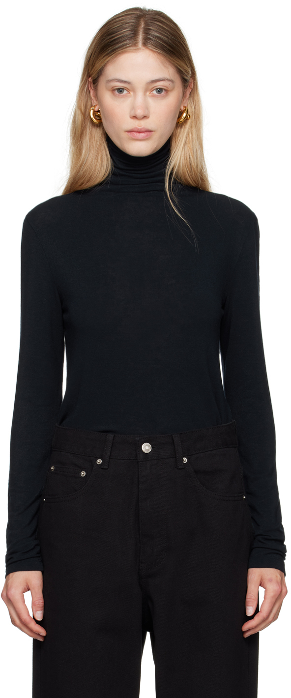 Navy Semi-Sheer Turtleneck