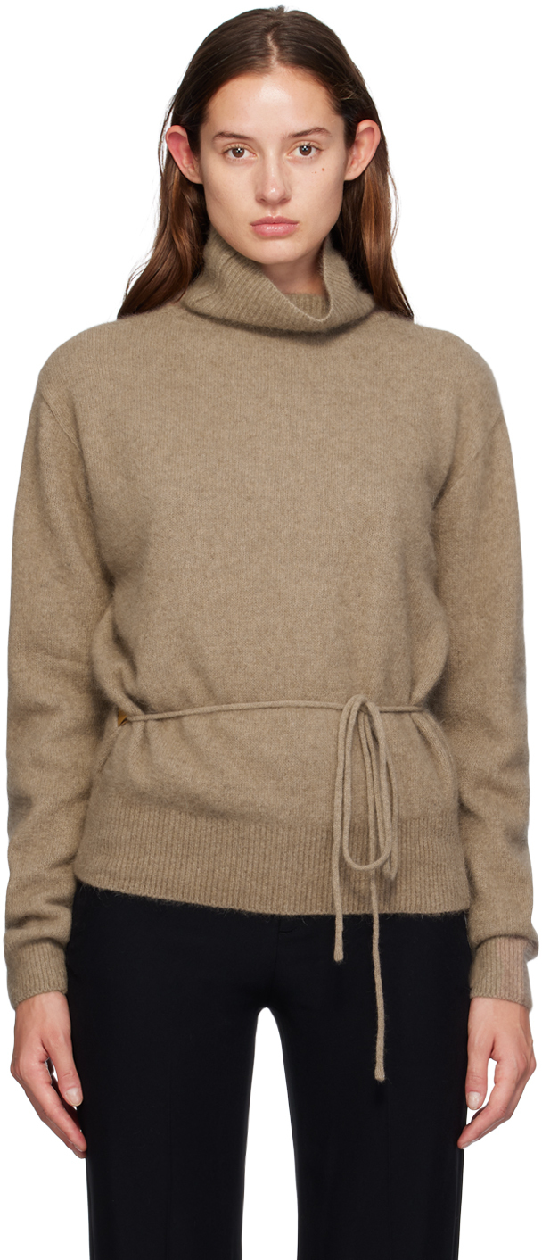 Beige Waist String Turtleneck