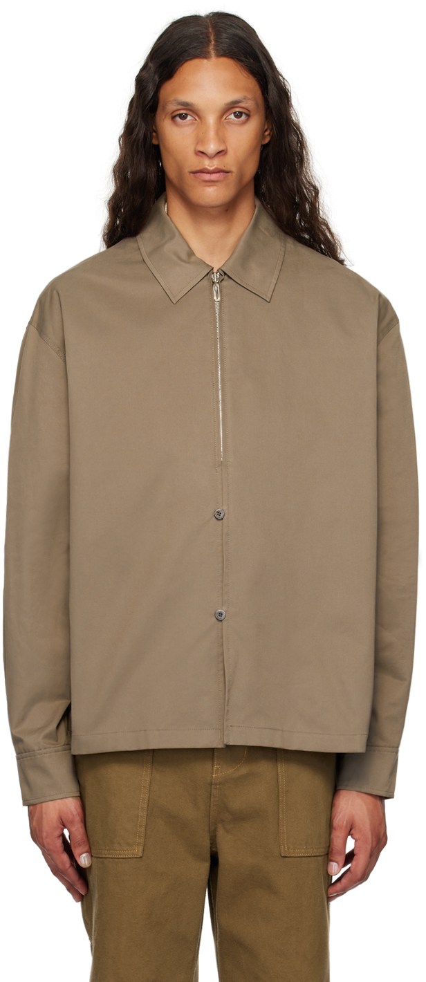 Brown Zip & Button Shirt