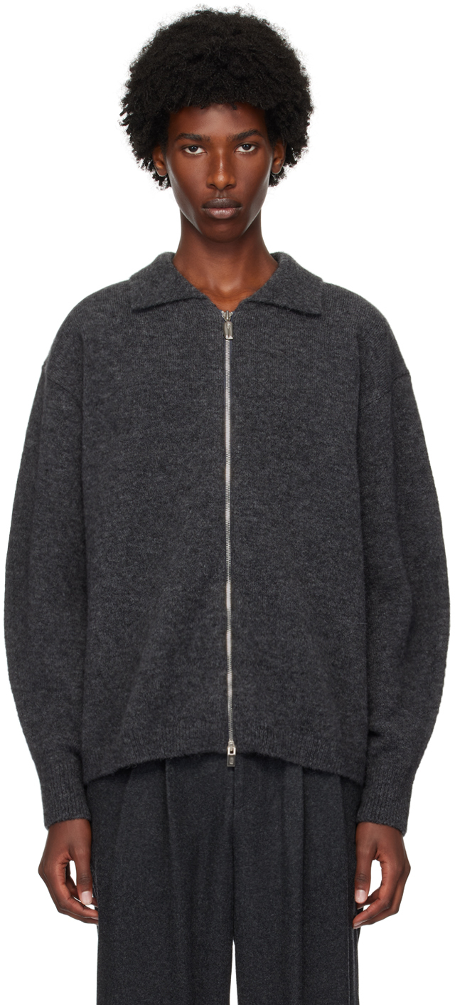 Shop Le17septembre Gray Zip-up Cardigan In Charcoal