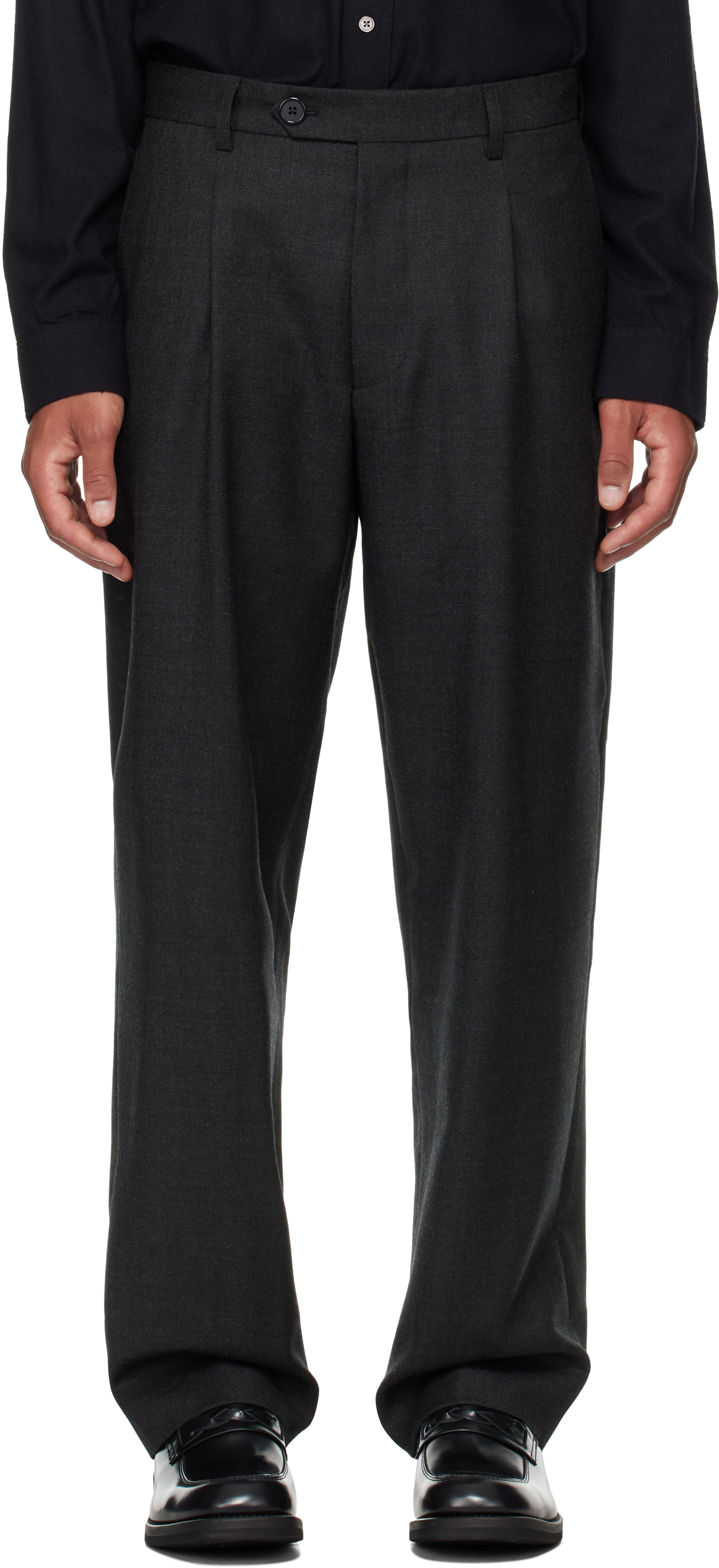 Mfpen Gray Formal Trousers In Dark Grey