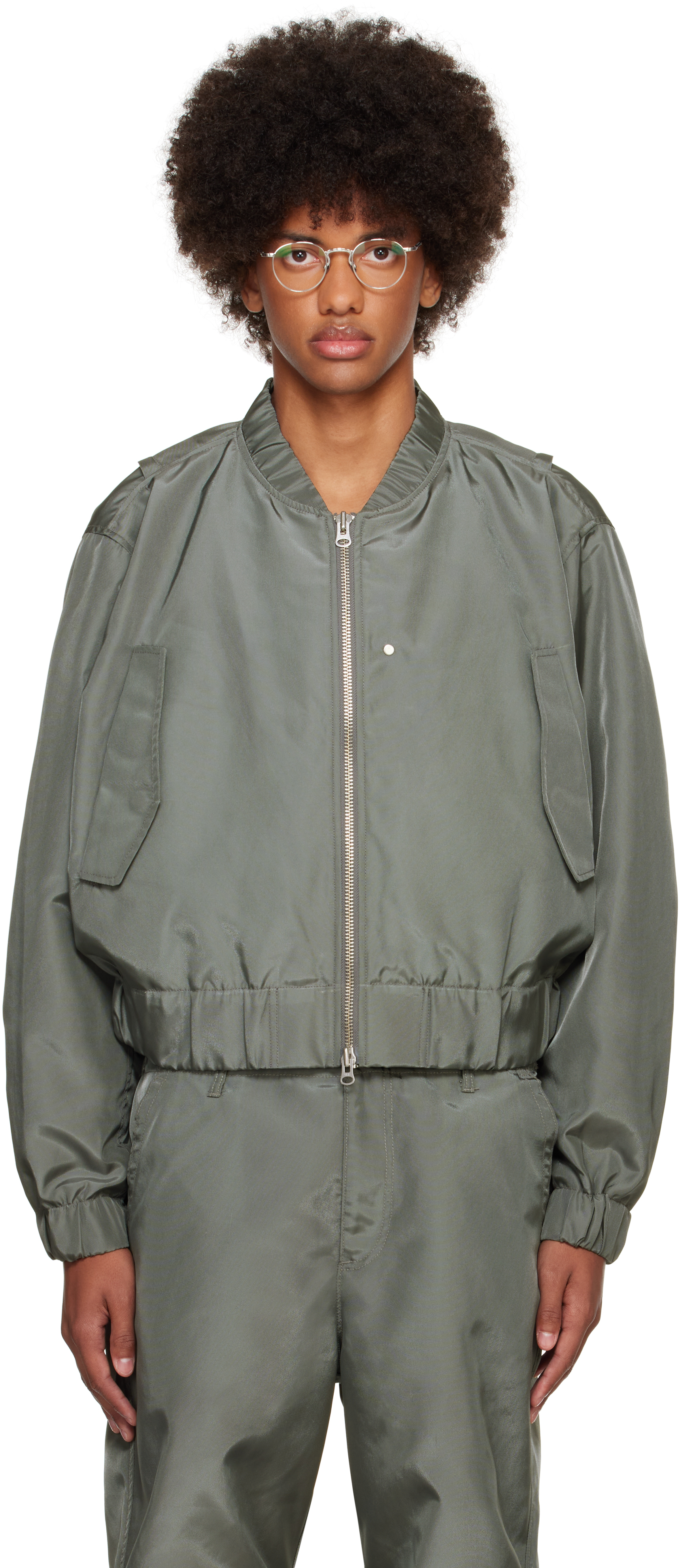 Shop Karmuel Young Gray Molded Bulk Bomber Jacket In Silver