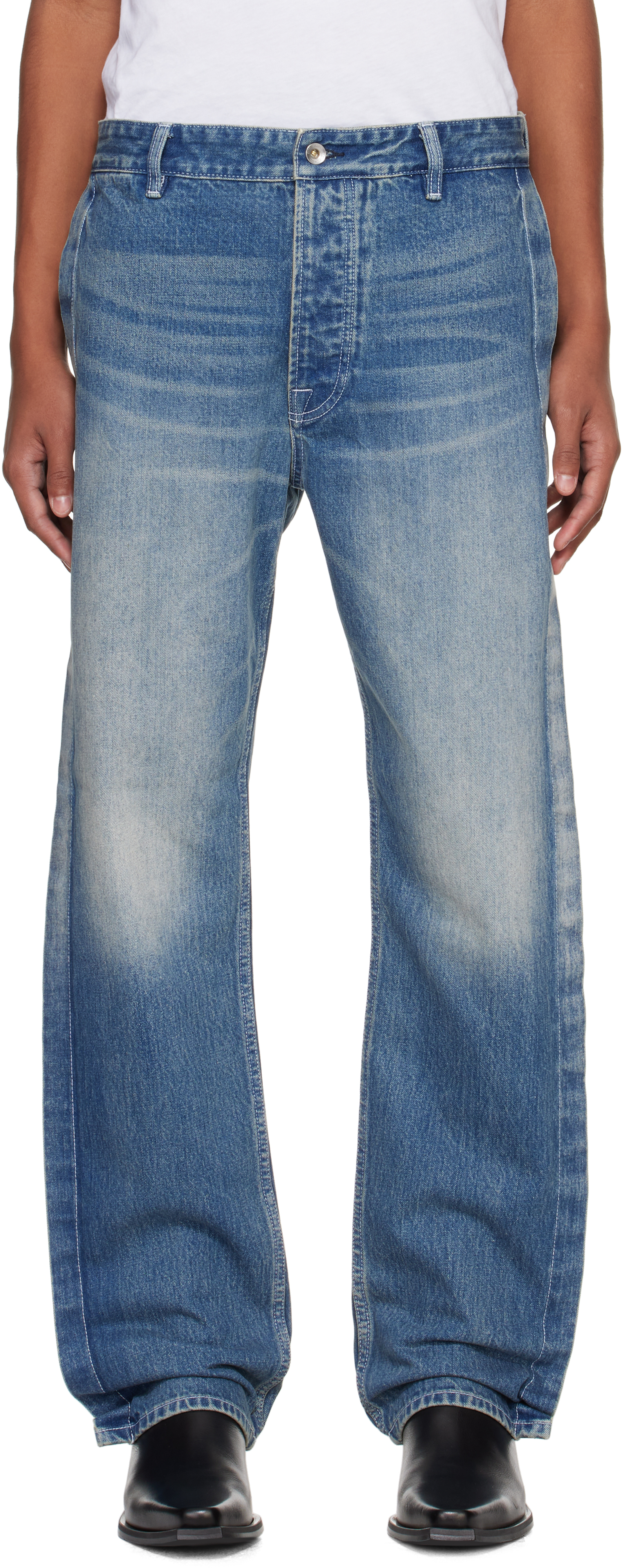 Shop Karmuel Young Blue Rectangle Xy-plane Washed Jeans