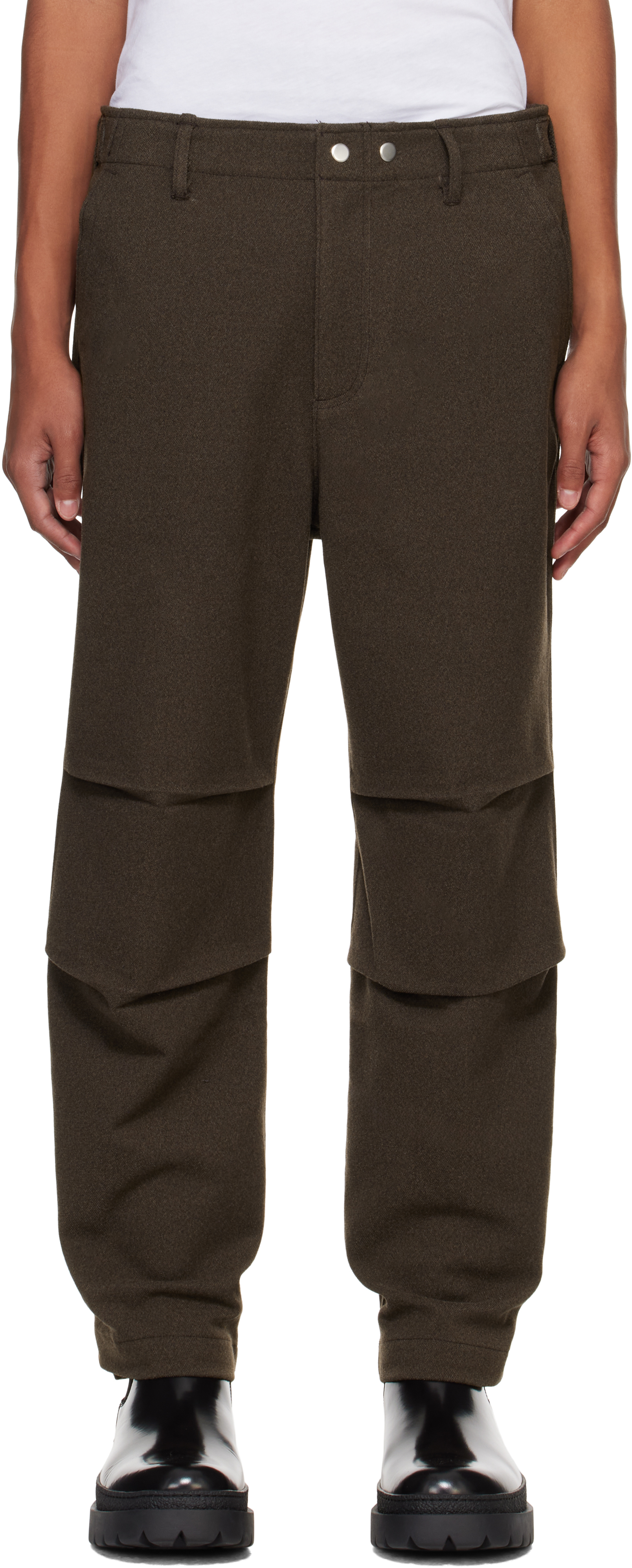 Shop Karmuel Young Brown Biker Trousers