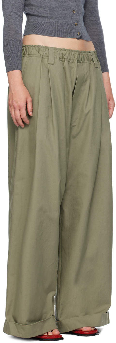 Meryll Rogge Green Drawstring Chino Trousers In Olive Green